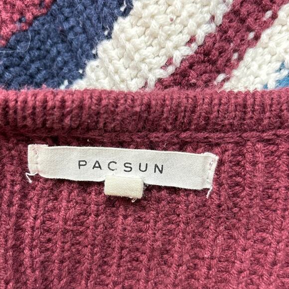 Pacsun Womens Striped Print Red Cotton Long Sleeve Pullover Sweater Top Size XS - Picture 6 of 8